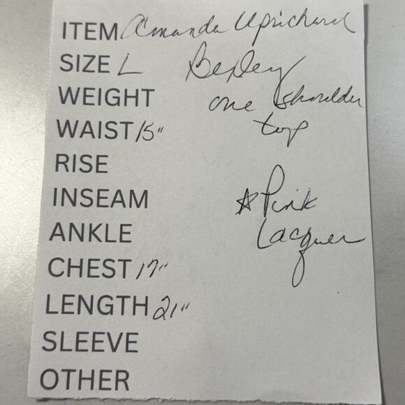 Amanda Uprichard BEXLEY One Shoulder Blouse Size L Lacquer Pink Long Sleeve Tie - Picture 11 of 11